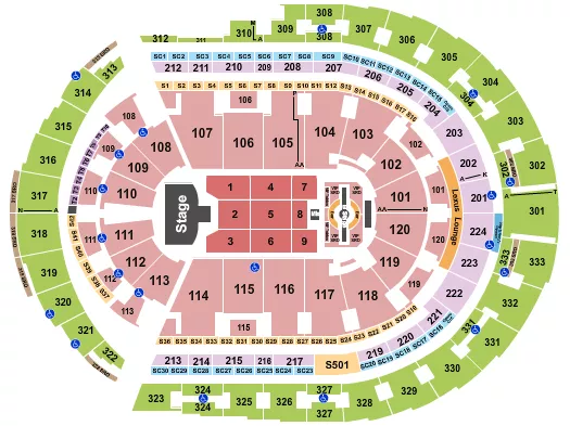 seating chart for Bridgestone Arena - Justin Timberlake - eventticketscenter.com