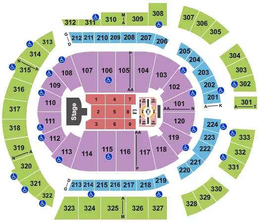 seating chart for Bridgestone Arena - Justin Timberlake - eventticketscenter.com