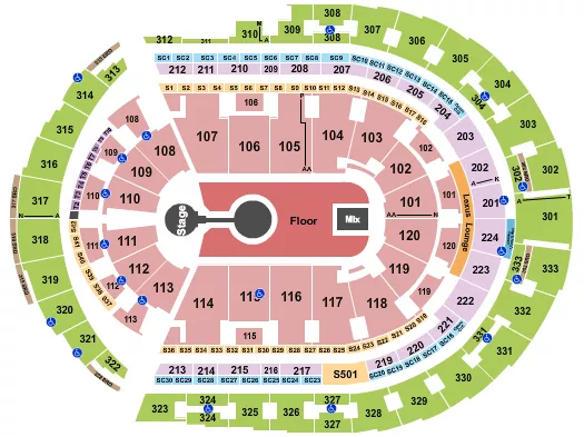 seating chart for Bridgestone Arena - Kid Cudi - eventticketscenter.com