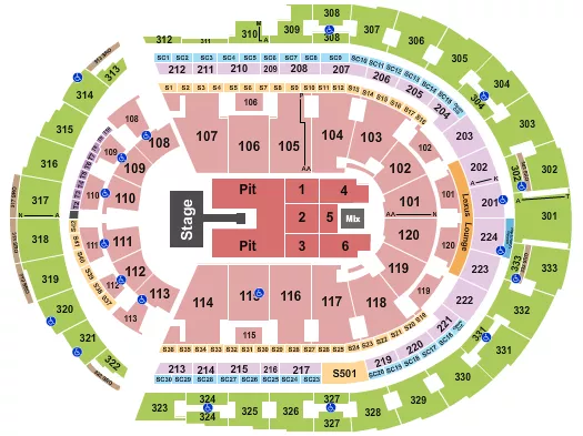 seating chart for Bridgestone Arena - Endstage Pit w/Catwalk - eventticketscenter.com