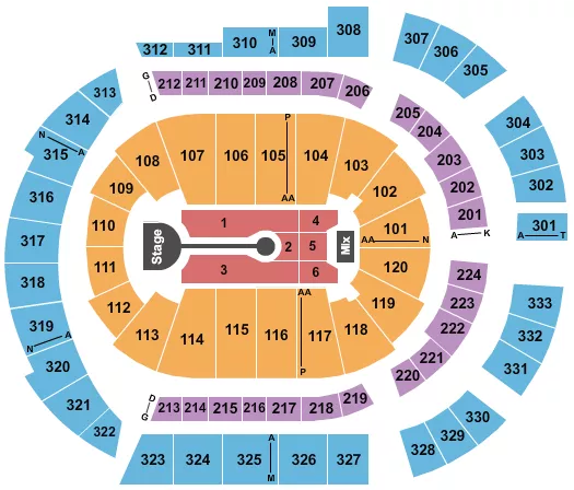 seating chart for Bridgestone Arena - Lauren Daigle - eventticketscenter.com