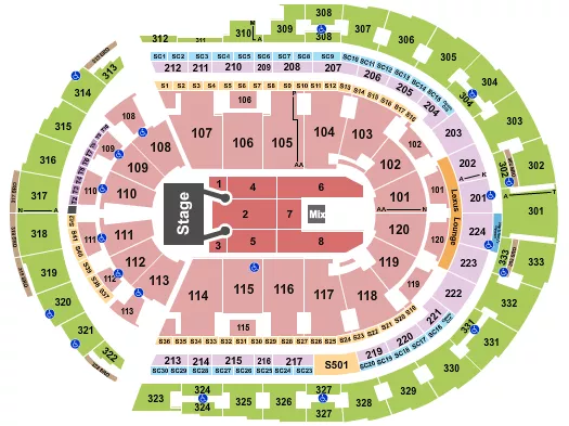 seating chart for Bridgestone Arena - Little Big Town - eventticketscenter.com