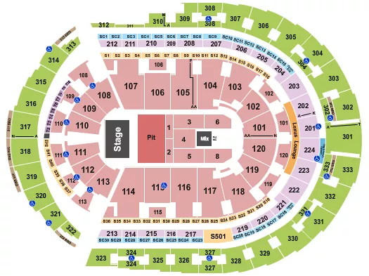 seating chart for Bridgestone Arena - Noah Kahan - eventticketscenter.com