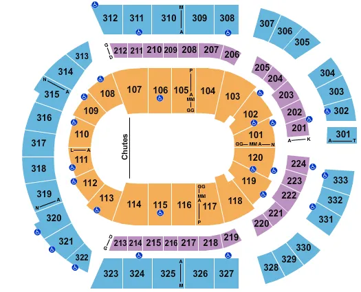 seating chart for Bridgestone Arena - PBR - eventticketscenter.com