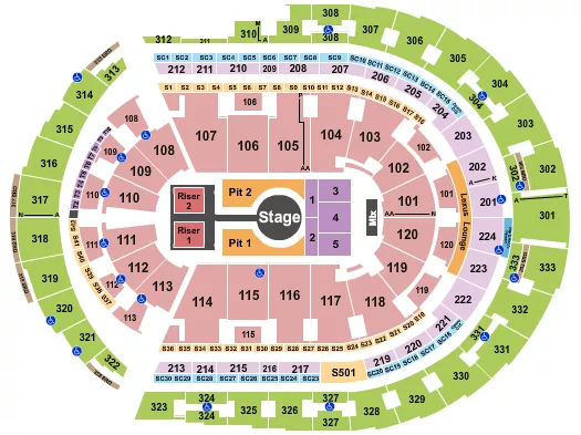 seating chart for Bridgestone Arena - Peso Pluma - eventticketscenter.com