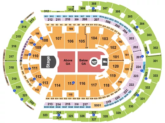 seating chart for Bridgestone Arena - Phoebe Bridgers - eventticketscenter.com