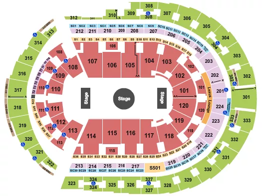 seating chart for Bridgestone Arena - Ringling Bros Circus - eventticketscenter.com