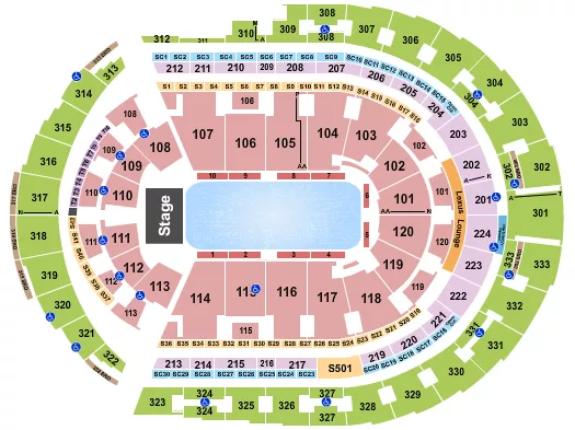 seating chart for Bridgestone Arena - Scotty Hamilton & Friends - eventticketscenter.com