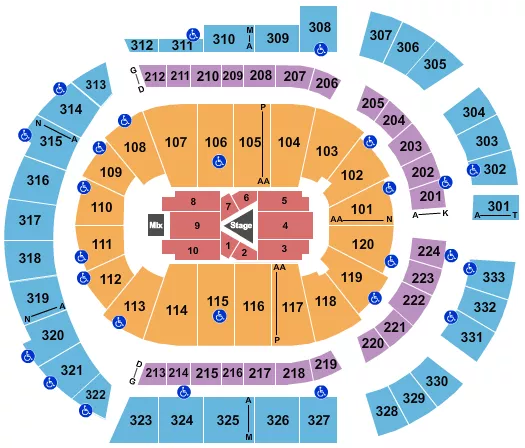 seating chart for Bridgestone Arena - Sebastian Maniscalco - eventticketscenter.com