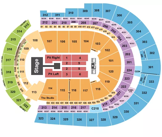 seating chart for Bridgestone Arena - sombr - eventticketscenter.com