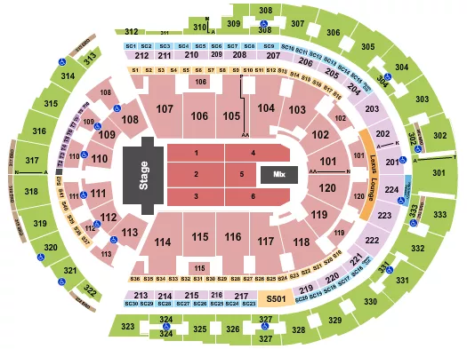 seating chart for Bridgestone Arena - TSO 1 - eventticketscenter.com