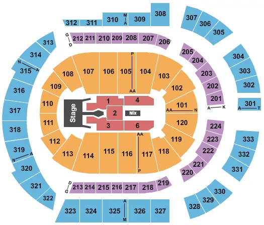 seating chart for Bridgestone Arena - Tim McGraw 2023 - eventticketscenter.com