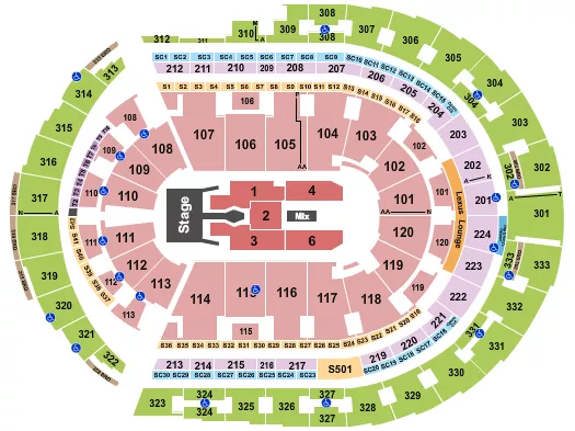 seating chart for Bridgestone Arena - Tim McGraw - eventticketscenter.com