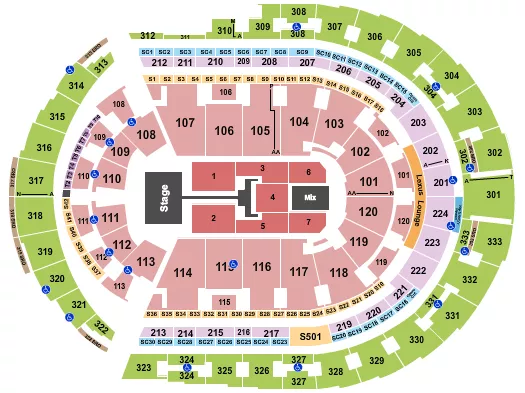 seating chart for Bridgestone Arena - TobyMac 1 - eventticketscenter.com