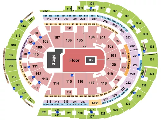 seating chart for Bridgestone Arena - Twenty One Pilots - eventticketscenter.com