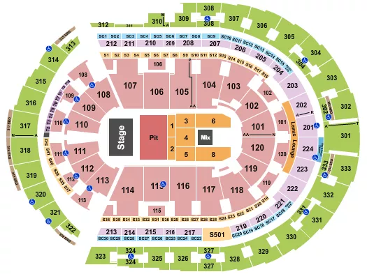 seating chart for Bridgestone Arena - Tyler Childers - eventticketscenter.com