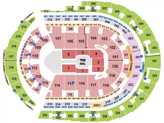 seating chart for Bridgestone Arena - WWE - eventticketscenter.com