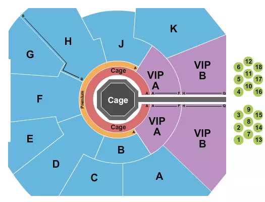 seating chart for Brilliance Ballroom at Ameristar Casino - St. Charles - MMA - eventticketscenter.com