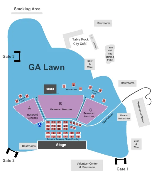 seating chart for Britt Festival Pavilion & Gardens - End Stage - eventticketscenter.com
