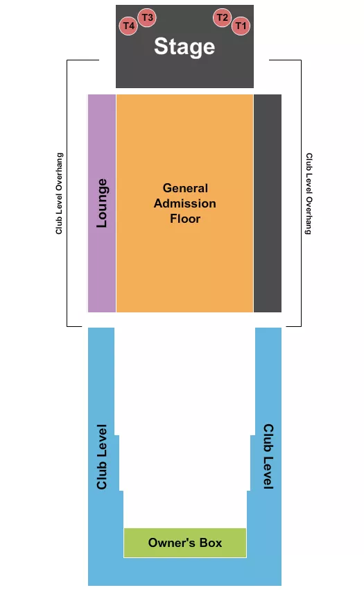 seating chart for Brooklyn Bowl - Las Vegas - Endstage GA & Tables OnStage - eventticketscenter.com