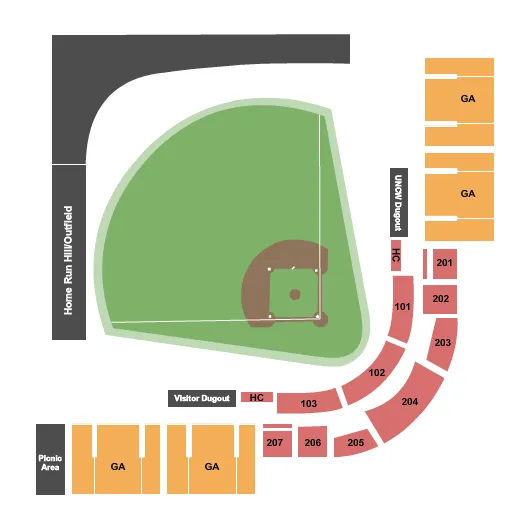 seating chart for Brooks Field - Baseball - eventticketscenter.com