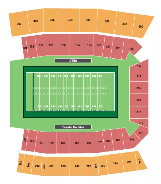 seating chart for Brooks Stadium - Conway - Myrtle Beach Bowl - eventticketscenter.com