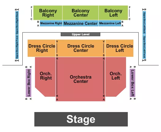 seating chart for Brooks Theatre - Endstage - eventticketscenter.com