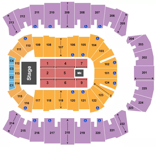 seating chart for Brookshire Grocery Arena - Endstage Flr 1-9/No 8 - eventticketscenter.com