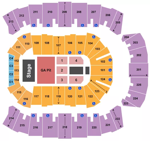 seating chart for Brookshire Grocery Arena - Endstage Pit 3 - eventticketscenter.com