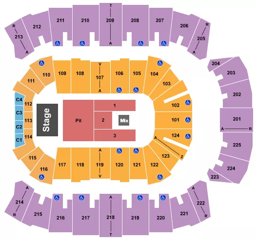 seating chart for Brookshire Grocery Arena - Pit GA/Rsv Flr 1-3 - eventticketscenter.com