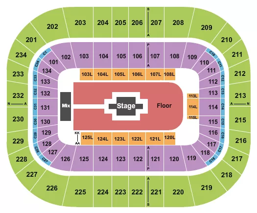 seating chart for Bryce Jordan Center - Center Stage 1 - eventticketscenter.com