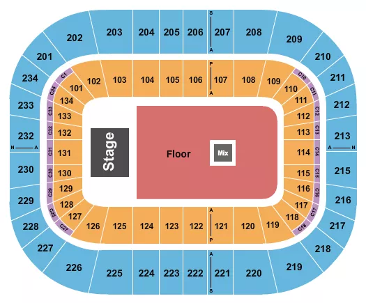 seating chart for Bryce Jordan Center - Endstage GA Floor 2 - eventticketscenter.com