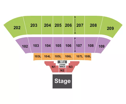 seating chart for Bryce Jordan Center - Theatre Setup - B Stage - eventticketscenter.com