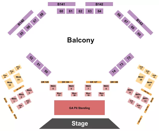 seating chart for Buck Owens Crystal Palace - Endstage Pit 2 - eventticketscenter.com