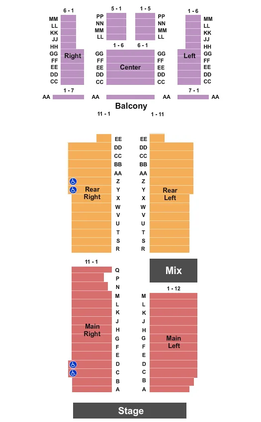 seating chart for Buckhead Theatre - Endstage 2 - eventticketscenter.com