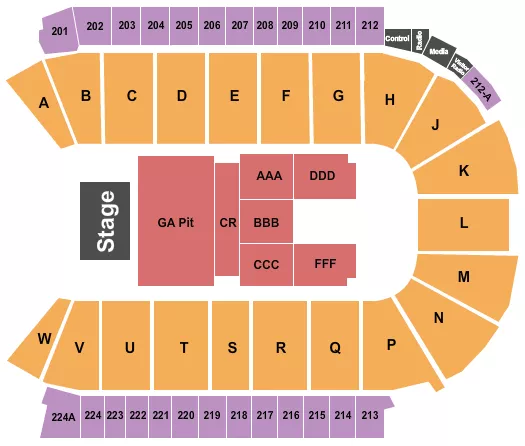 seating chart for Blue Arena At The Ranch Events Complex - Endstage GA Pit - eventticketscenter.com