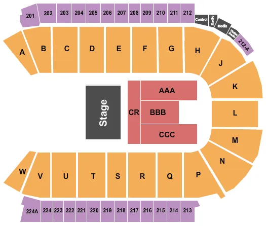 seating chart for Blue Federal Credit Union Arena - Styx - eventticketscenter.com