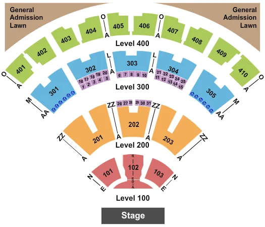 seating chart for Budweiser Stage - Toronto - End Stage - eventticketscenter.com