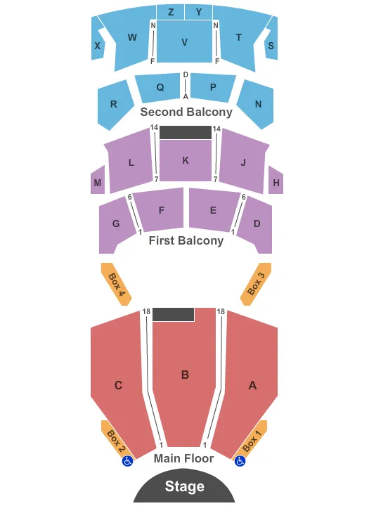 seating chart for Burton Cummings Theatre - End Stage - eventticketscenter.com