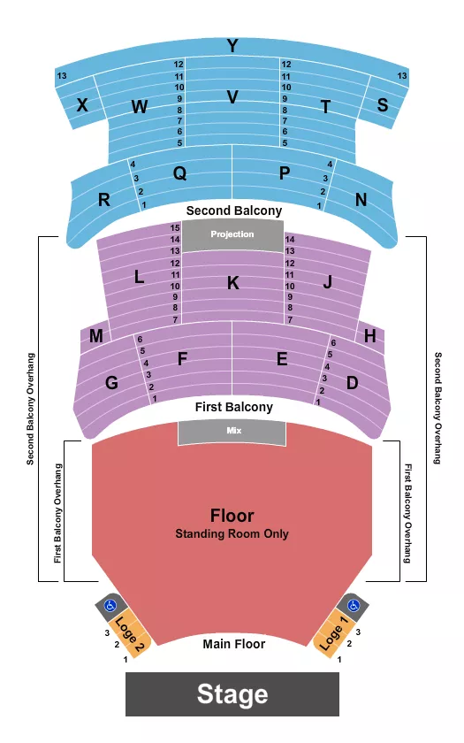 seating chart for Burton Cummings Theatre - GA Floor 2 - eventticketscenter.com