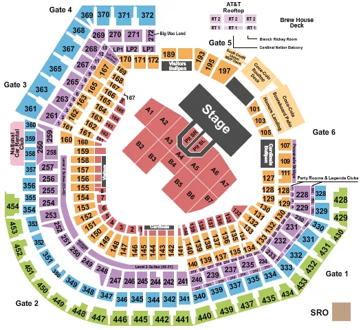 seating chart for Busch Stadium - Def Leppard - eventticketscenter.com