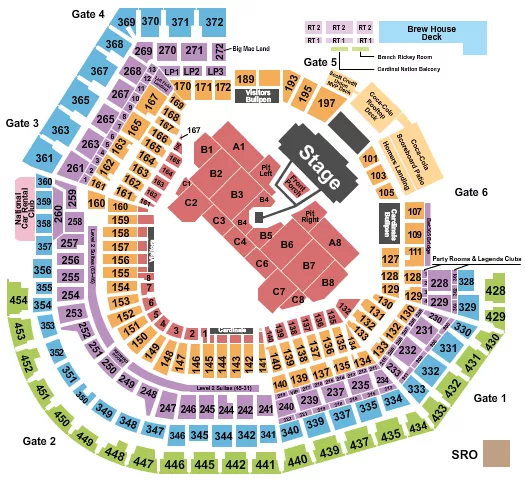 seating chart for Busch Stadium - Noah Kahan - eventticketscenter.com