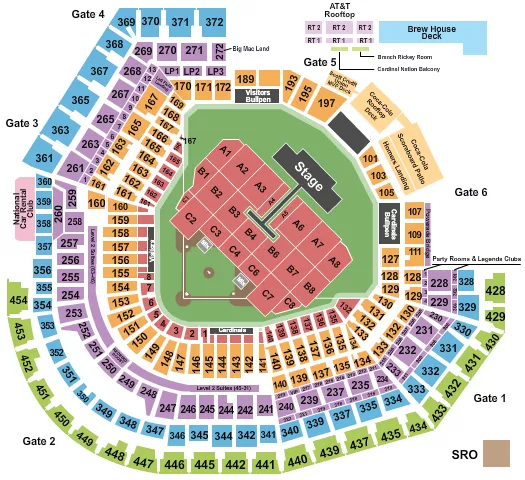 seating chart for Busch Stadium - Post Malone - eventticketscenter.com