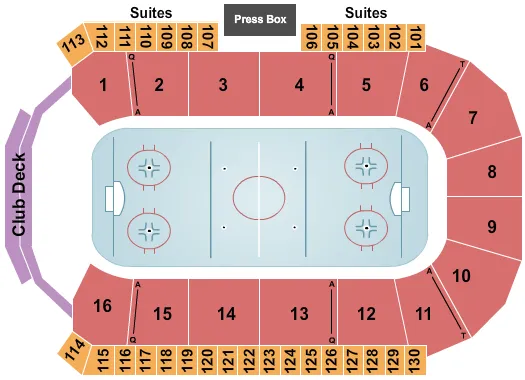 seating chart for CAA Centre - Hockey - eventticketscenter.com