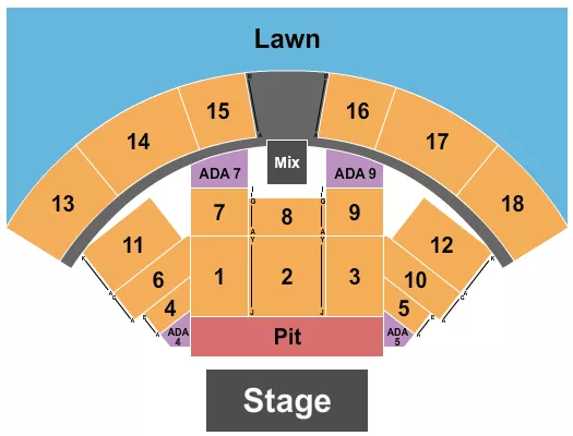 seating chart for CCNB Amphitheatre at Heritage Park - Endstage GA Pit 4 - eventticketscenter.com