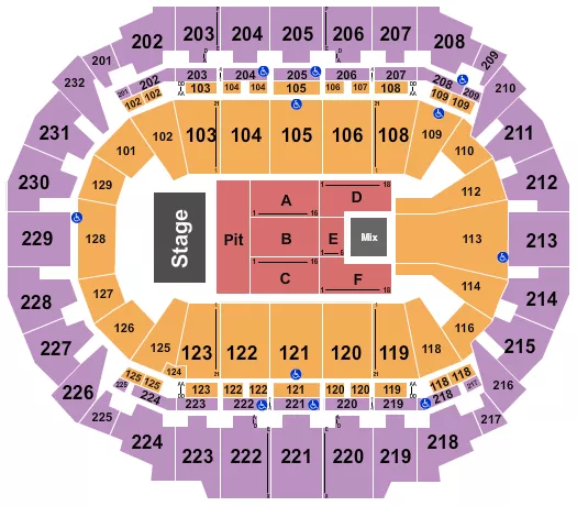 seating chart for CHI Health Center Omaha - Endstage Pit/Flr A-F - eventticketscenter.com