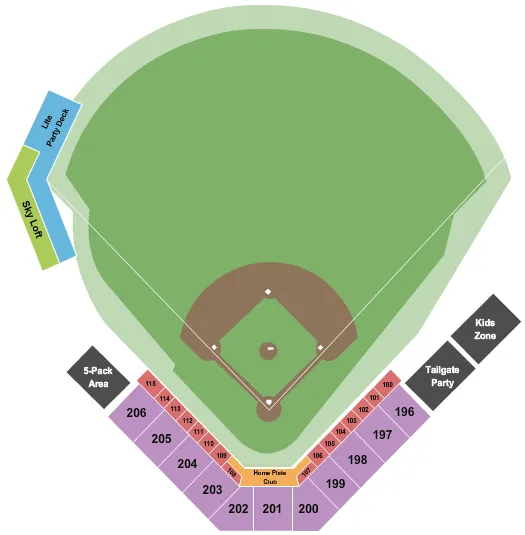 seating chart for C.O. Brown Stadium - Baseball - eventticketscenter.com