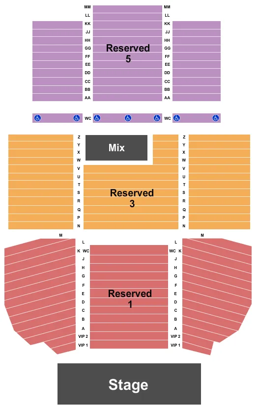 seating chart for Cache Creek Casino Resort - Event Center - End Stage - eventticketscenter.com