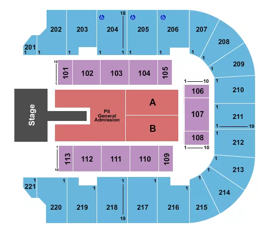 seating chart for Cadence Bank Arena - Endstage GA Pit w/ Catwalk - eventticketscenter.com
