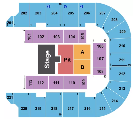 seating chart for Cadence Bank Arena - Half House - GA Pit - eventticketscenter.com